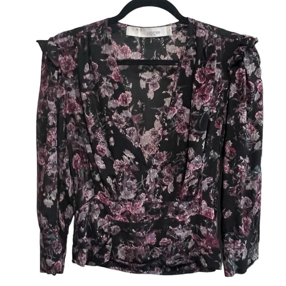 IRO Vulca Blouse in Black & Burgundy in Excellent Pre Loved Condition - Picture 6 of 11